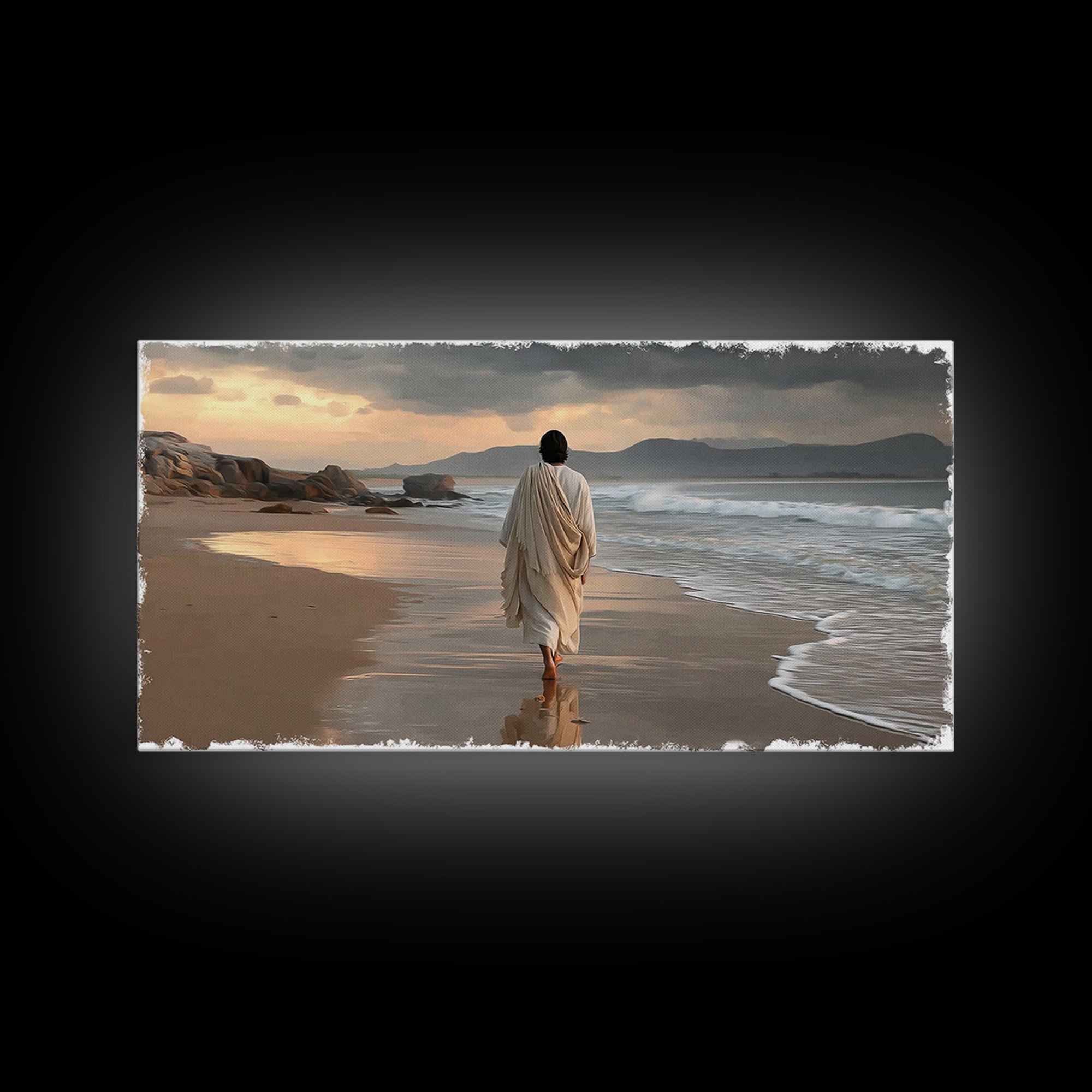 Sacred Journey – Framed Canvas Print – Jesus Painting – Christian Wall Art – Christian Art Canvas – Vintage Christian Art – Christmas Art
