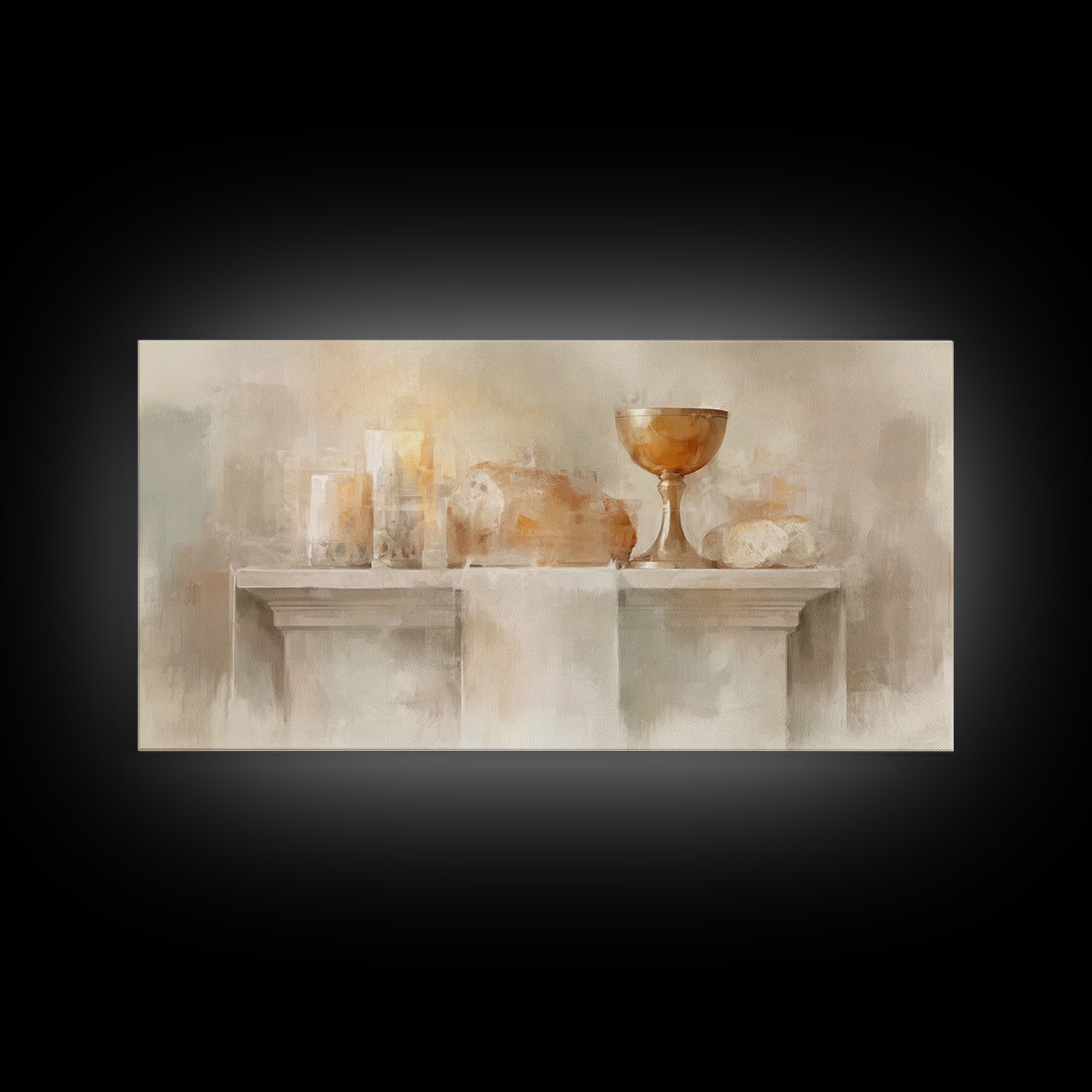 Golden Chalice Light | Framed Canvas Print | Christian Art Canvas | Christian Wall Art | Minimalist Christian Art | Christian Decor | Chris