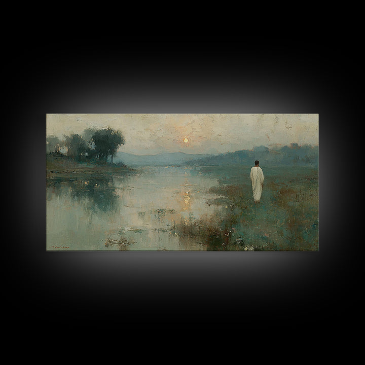 Lowland Dawn – Framed Canvas Print – Christian Art Canvas – Christian Wall Art – Jesus Painting – Subtle Christian Art – Christian Gift Ide