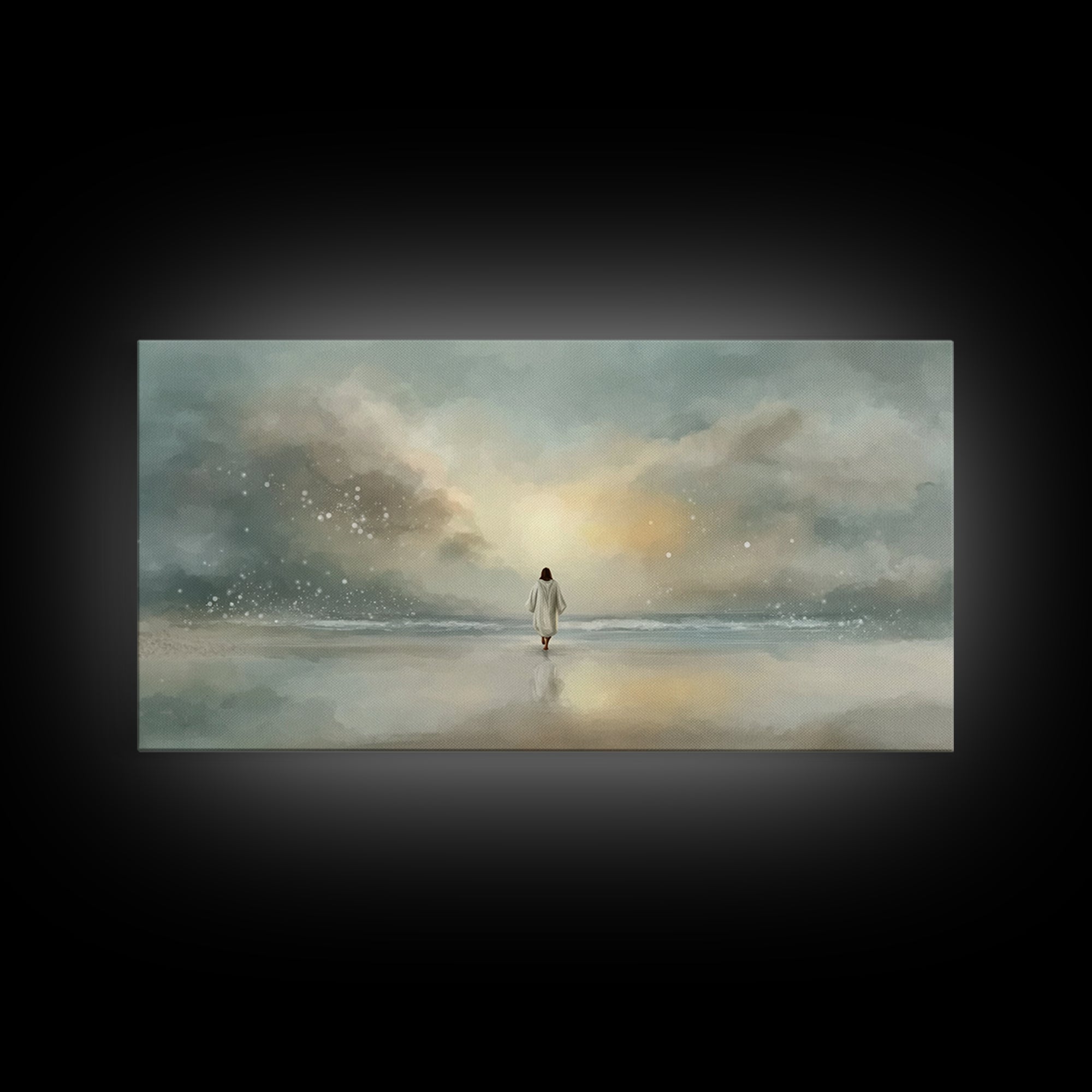 Heaven’s Glow – Framed Canvas Print – Christian Wall Art – Jesus Painting – Christian Art Canvas – Modern Christian Art – Christmas Art Pri