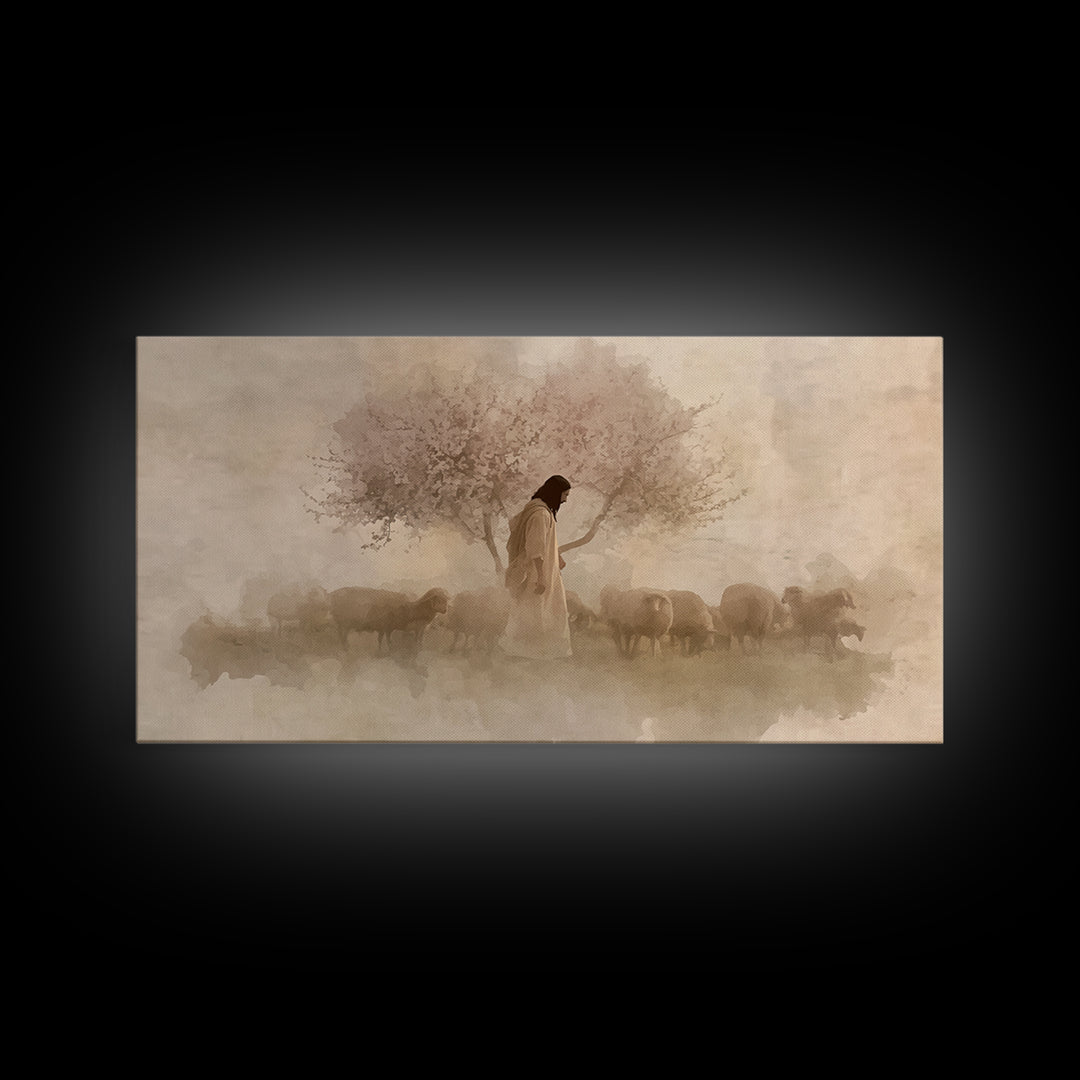 Gentle Shepherd – Framed Canvas Print – Christian Art Canvas – Jesus Painting – Christian Wall Art – Christian Art Print – Christian Christ
