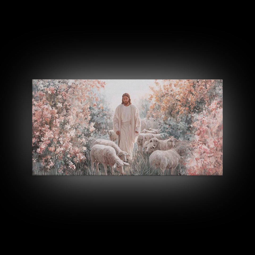 Blossoms Of Grace – Framed Canvas Print – Christian Wall Art – Jesus Painting – Christian Decor – Christian Art Canvas – Christmas Art