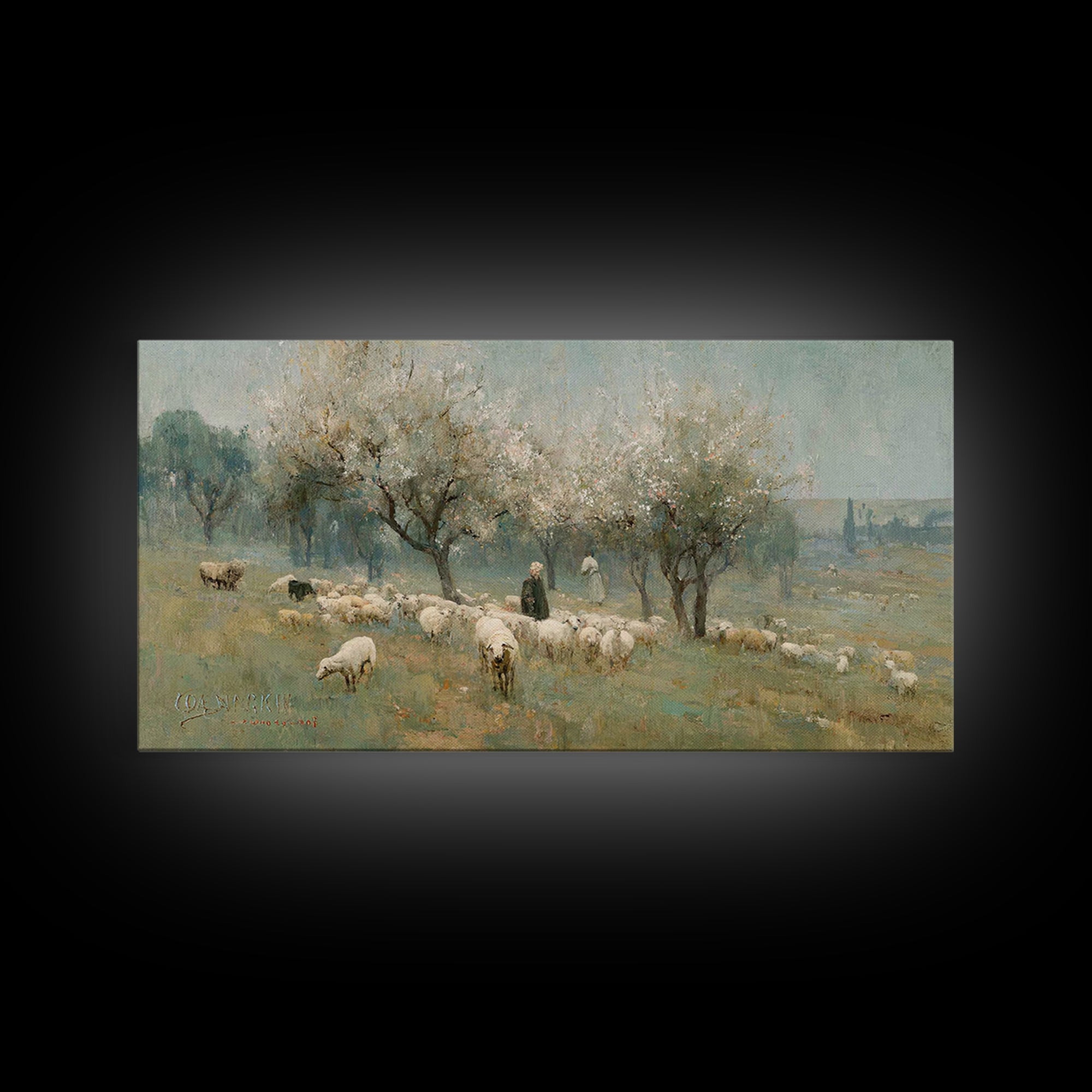 Spring Orchard Peace, Framed Canvas Print, Jesus Painting, Christian Wall Art, Christmas Art, Christian Art Canvas, Christian Decor