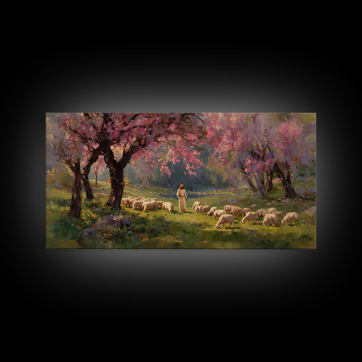 Pastoral Dawn Light | Framed Canvas Print | Christian Art Canvas | Christian Decor | Jesus Painting | Christmas Art | Christian Wall Art