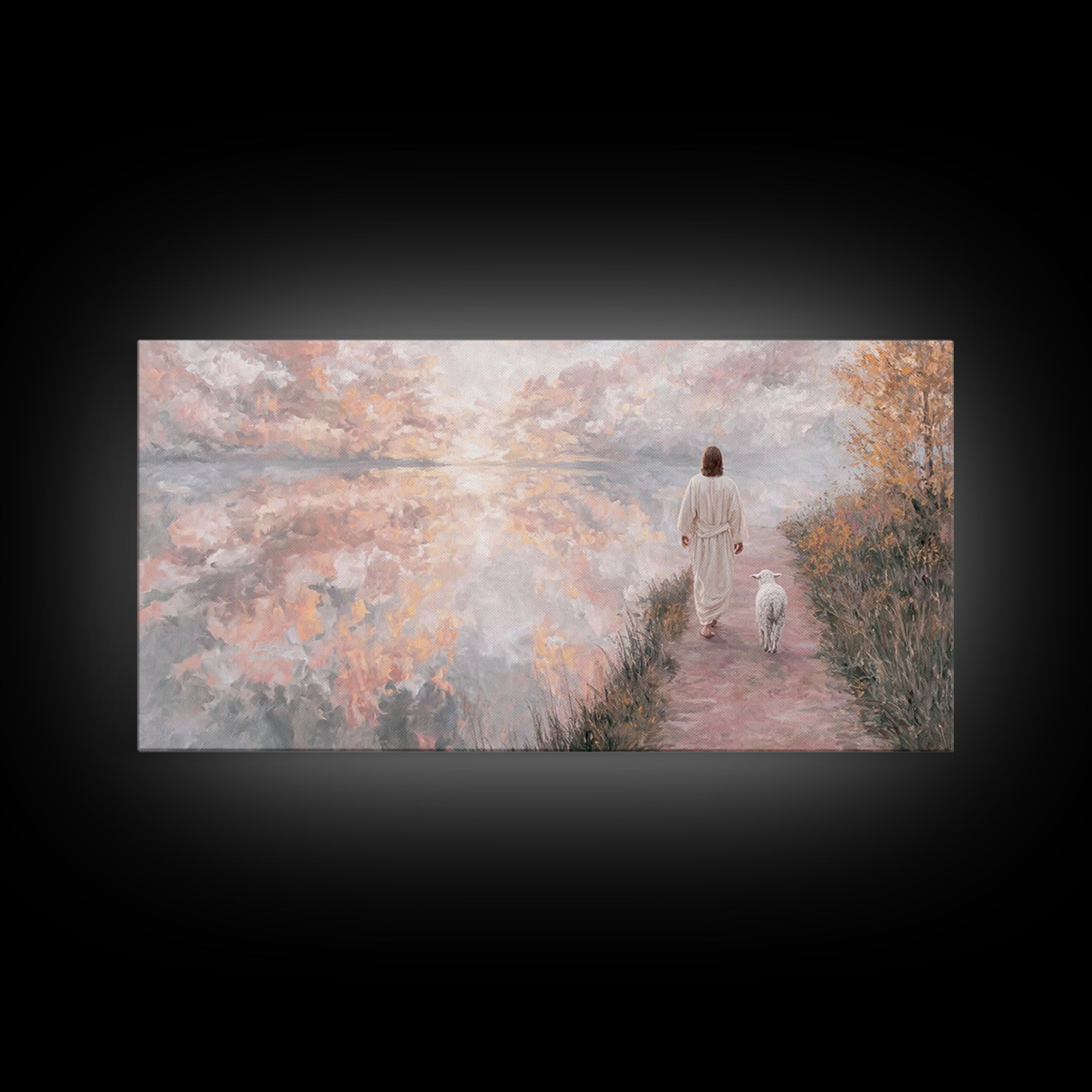 Guiding Shepherd Path – Framed Canvas Print – Christmas Art – Christian Decor – Christian Art Canvas – Jesus Painting – Christian Wall Art