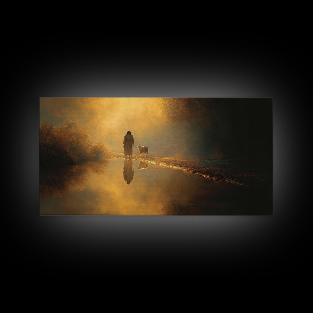 Evening Hopefall | Framed Canvas Print | Jesus Painting | Christian Wall Art | Christian Decor | Christmas Art | Christian Art Canvas