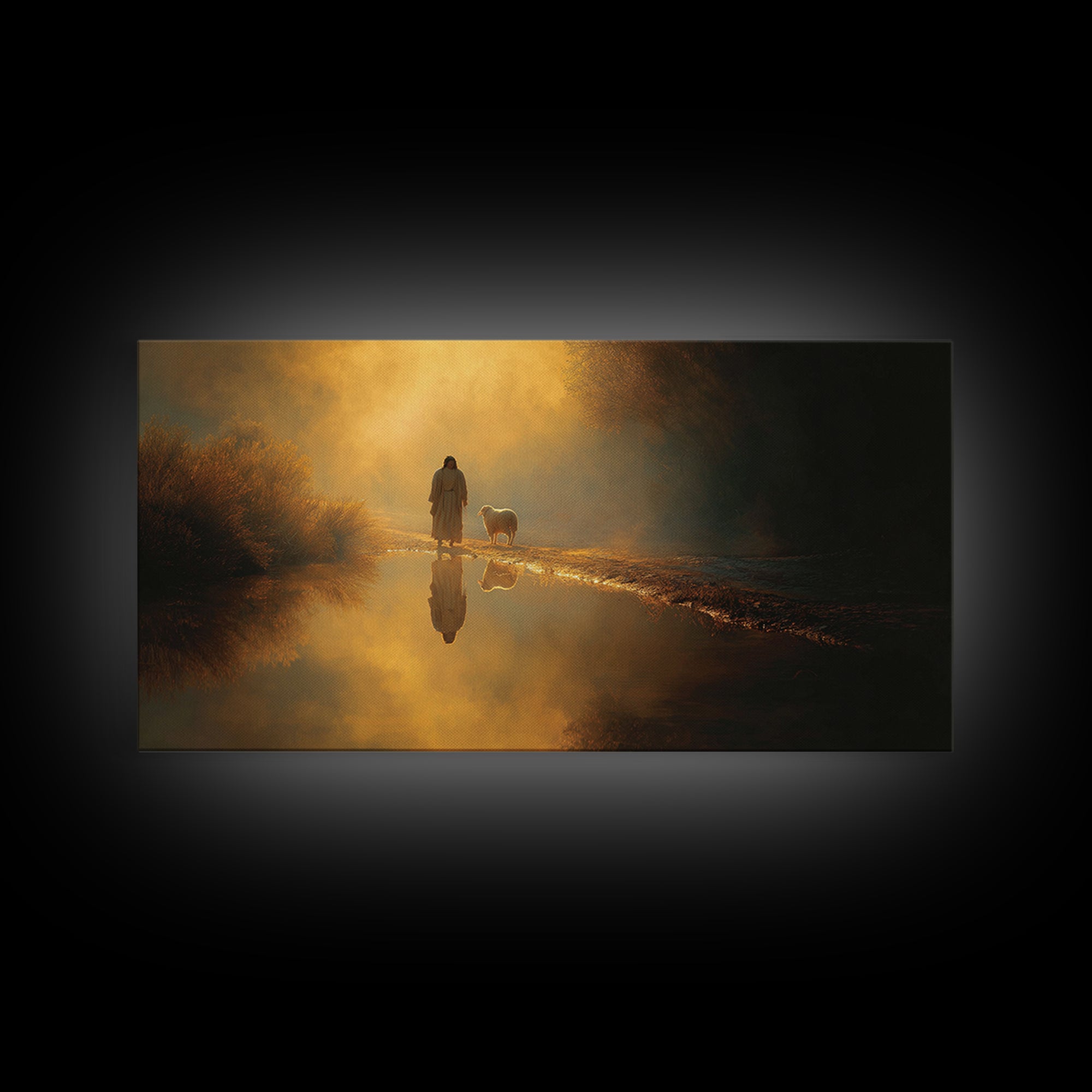 Evening Hopefall | Framed Canvas Print | Jesus Painting | Christian Wall Art | Christian Decor | Christmas Art | Christian Art Canvas