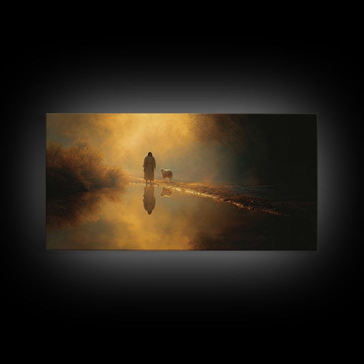 Evening Hopefall | Framed Canvas Print | Jesus Painting | Christian Wall Art | Christian Decor | Christmas Art | Christian Art Canvas