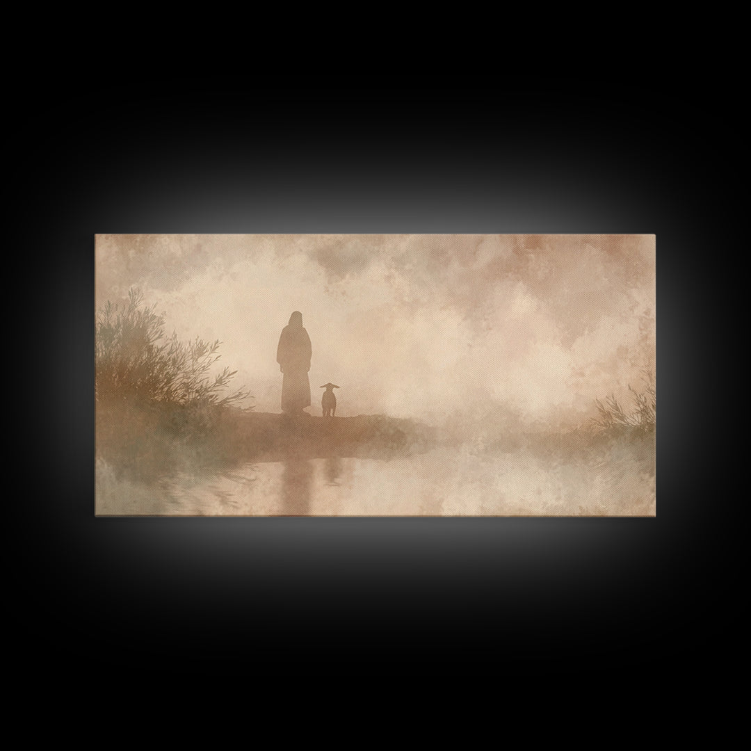 Heavenward Stroll – Framed Canvas Print – Christian Wall Art – Christian Art Canvas – Christian Decor – Christmas Art – Jesus Painting