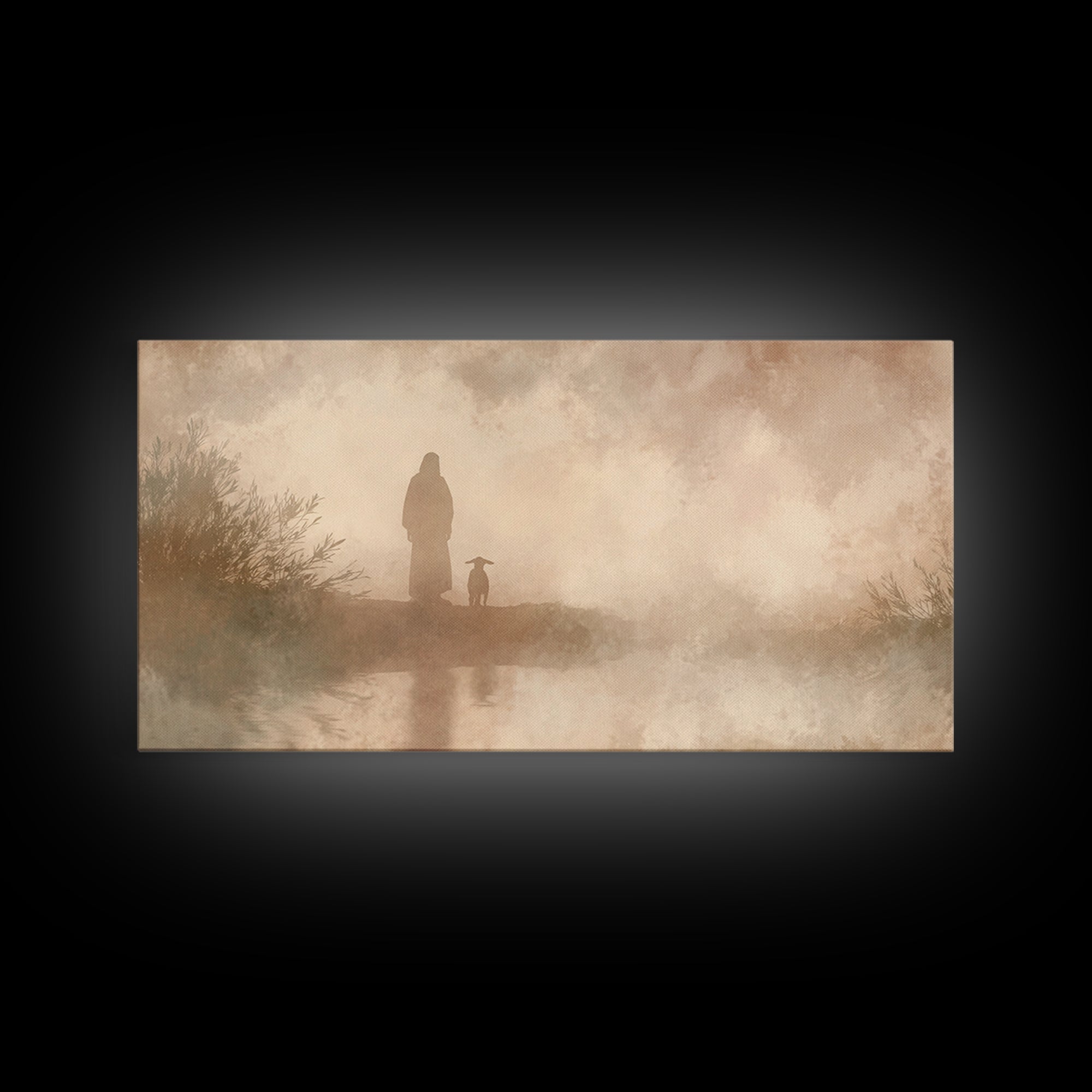 Heavenward Stroll – Framed Canvas Print – Christian Wall Art – Christian Art Canvas – Christian Decor – Christmas Art – Jesus Painting