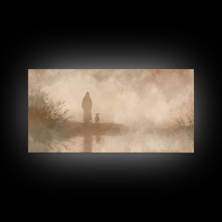 Heavenward Stroll – Framed Canvas Print – Christian Wall Art – Christian Art Canvas – Christian Decor – Christmas Art – Jesus Painting