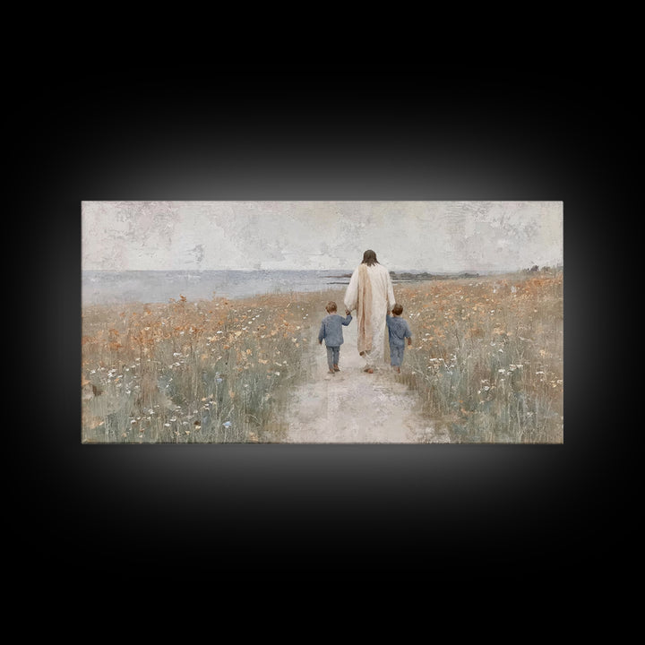 Field Of Gentle Light | Framed Canvas Print | Christian Decor | Jesus Painting | Christian Art Canvas | Christian Wall Art | Christian Art