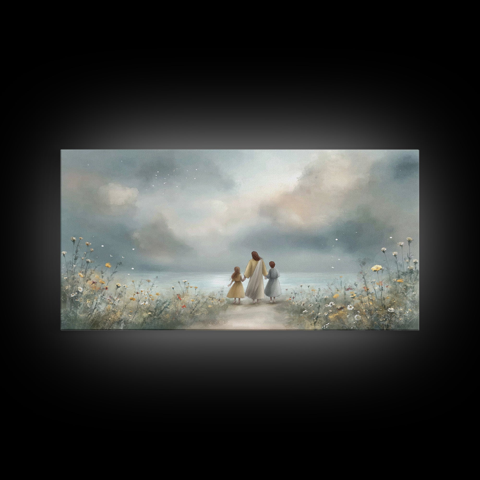 Distant Shore Peace – Framed Canvas Print – Christian Art Canvas – Christian Wall Art – Jesus Painting – Christian Decor – Christian Art