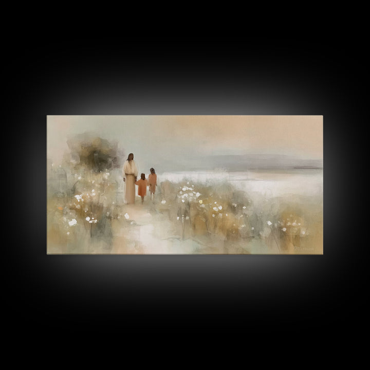 Golden Coast Promise – Framed Canvas Print – Christian Art – Jesus Painting – Christian Art Canvas – Christian Wall Art – Christian Decor