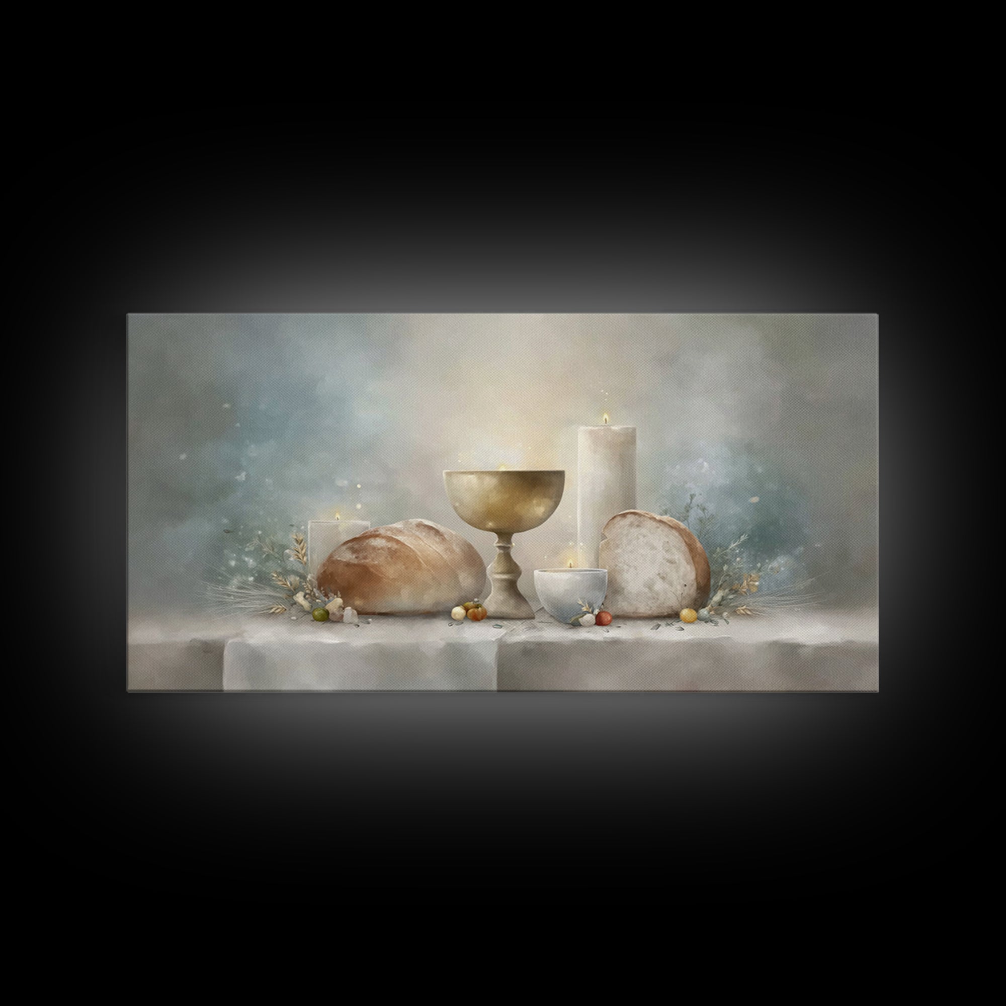Holy Supper Glow | Framed Canvas Print | Christian Art Canvas | Christian Wall Art | Christmas Art Prints | Christian Christmas Decor | Chr