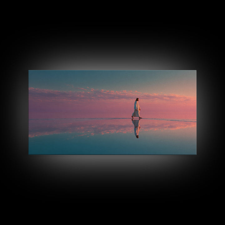 Blush Sky Promise, Framed Canvas Print, Christian Art Canvas, Christian Wall Art, Jesus Painting, Christian Christmas Art, Christian Gift I