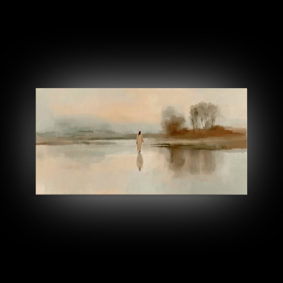 Quiet River Grace – Framed Canvas Print – Jesus Painting – Christian Art Canvas – Christian Wall Art – Christmas Art – Christian Christmas