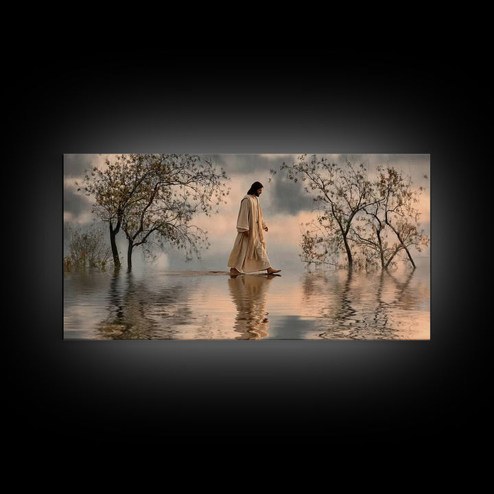 Twilight Shepherd Peace – Framed Canvas Print – Christian Christmas Art – Christmas Art – Christian Wall Art – Jesus Painting – Christian A