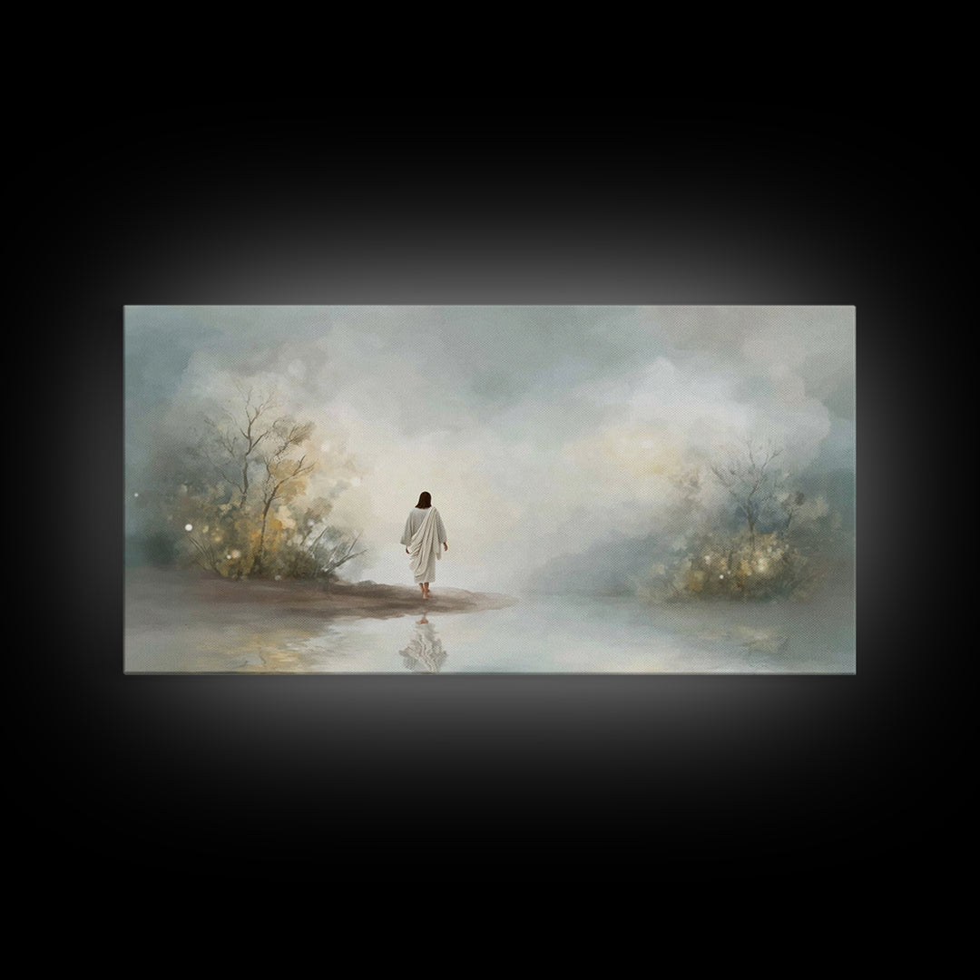 Sacred Still Waters – Framed Canvas Print – Christian Art Canvas – Jesus Painting – Christian Christmas Art – Christmas Art – Christian Wal
