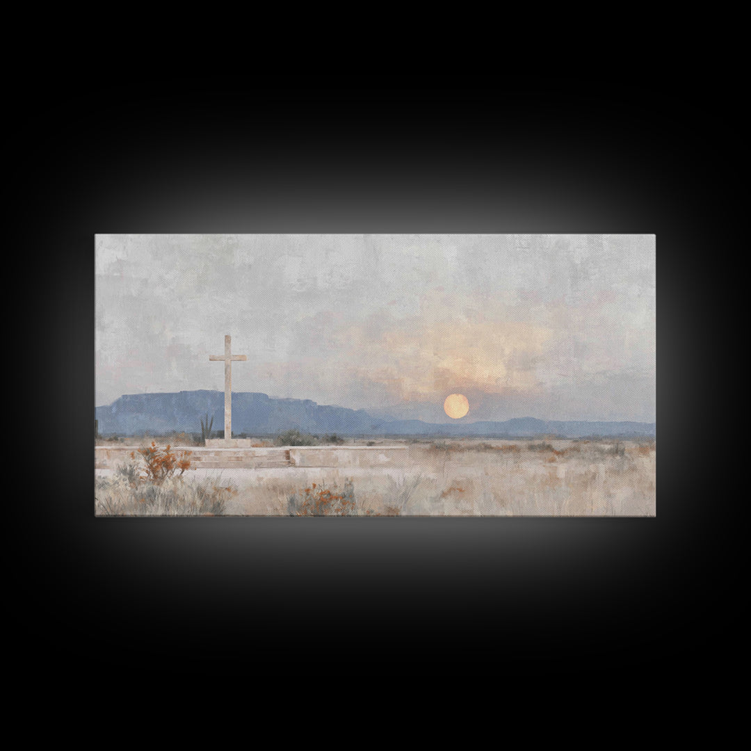 Cross Of The Horizon – Framed Canvas Print – Christian Wall Art – Christian Art Canvas – Christian Painting – Christian Decor – Christmas W
