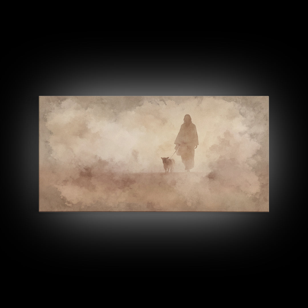 Shepherd And Lamb – Framed Canvas Print – Christmas Art – Jesus Painting – Christian Wall Art – Christian Art Canvas – Christian Christmas