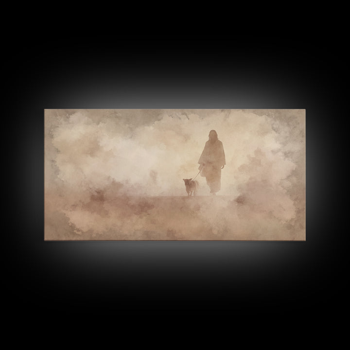 Shepherd And Lamb – Framed Canvas Print – Christmas Art – Jesus Painting – Christian Wall Art – Christian Art Canvas – Christian Christmas