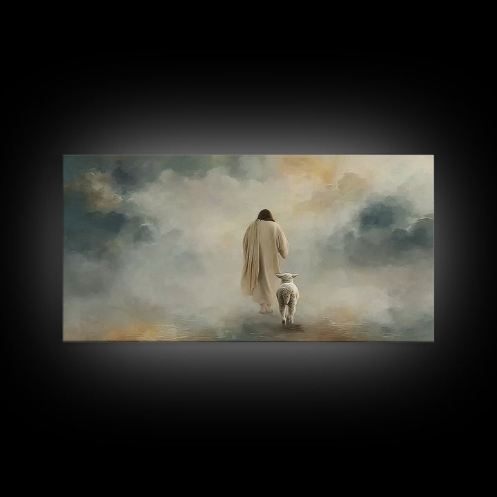 Shepherds In Light – Framed Canvas Print – Christian Wall Art – Christian Art – Jesus Painting – Christian Christmas Art – Gift Ideas