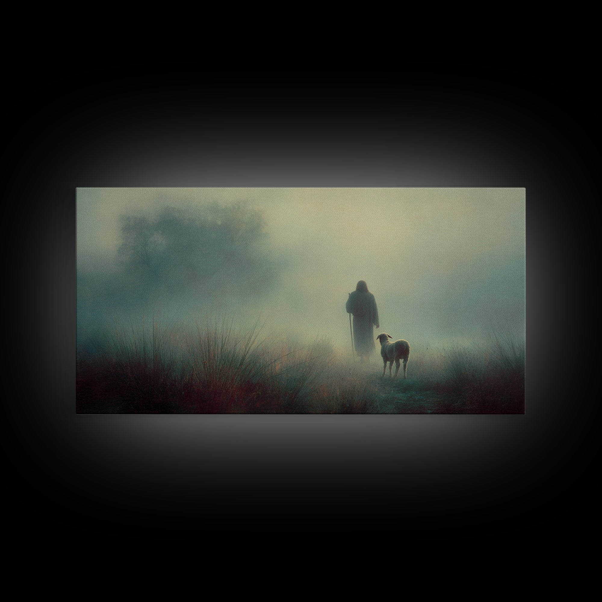 Autumn Shepherd Calm – Framed Canvas Print – Christian Wall Art – Christian Art Canvas – Christian Christmas Art – Jesus Painting – Faith