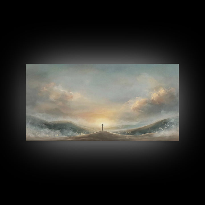 Dawn Of Salvation – Framed Canvas Print – Christian Wall Art – Christian Art Canvas – Minimalist Christian Art – Christian Decor – Christia