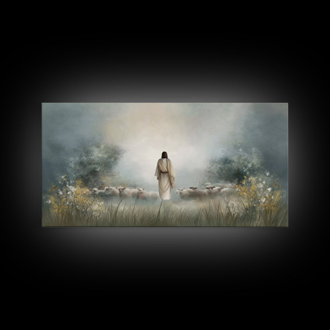 Radiant Flock Dawn – Framed Canvas Print – Jesus Painting – Christian Art Canvas – Christian Wall Art – Christian Christmas Art – Faith Art