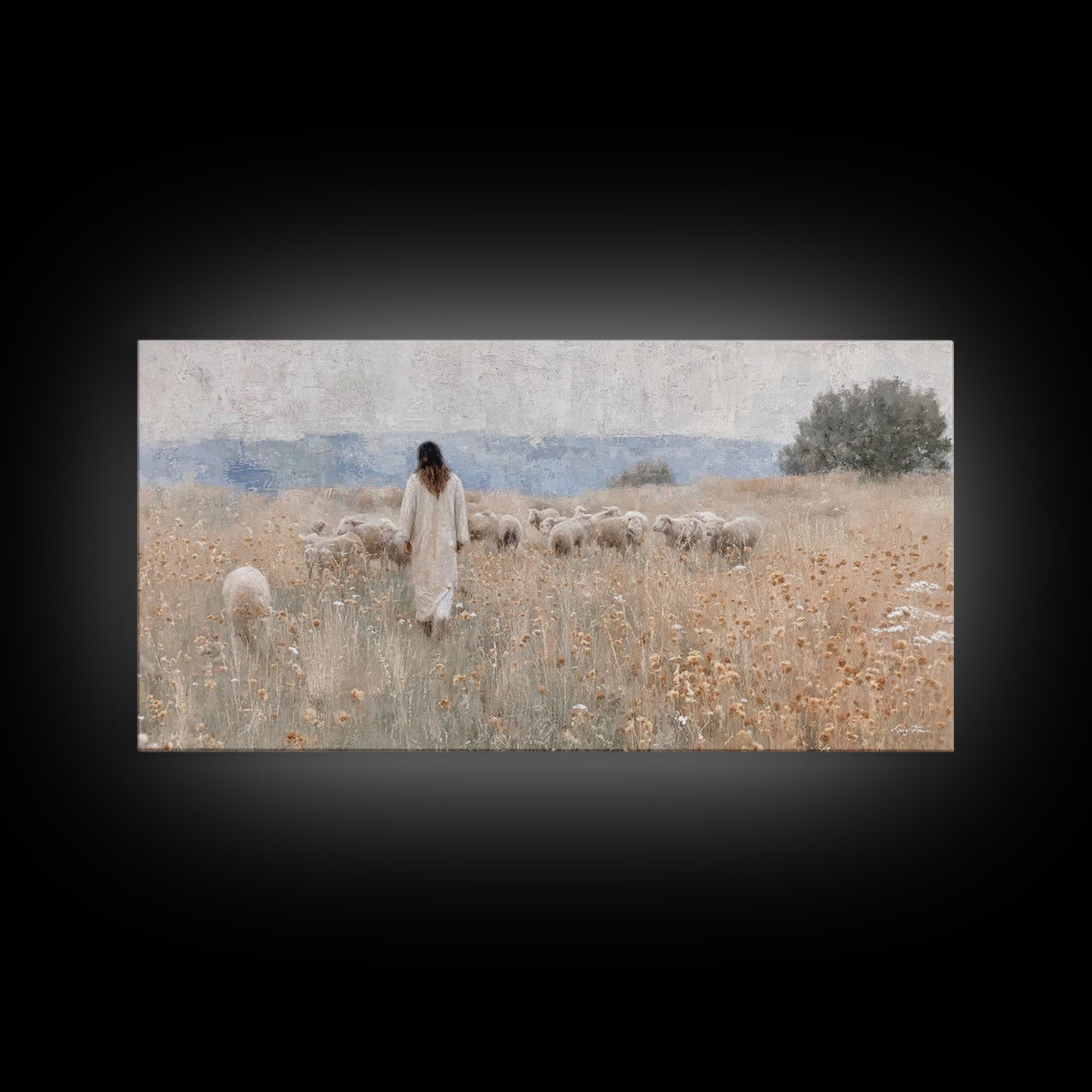 Shepherds Of Grace – Framed Canvas Print – Christian Wall Art – Jesus Painting – Christian Art Canvas – Christian Christmas Art – Christian