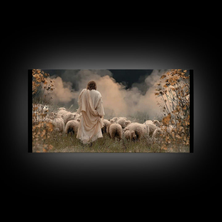 Autumn Shepherd Peace | Framed Canvas Print | Jesus Painting | Christian Art Canvas | Christian Wall Art | Christmas Art | Christian Gift I