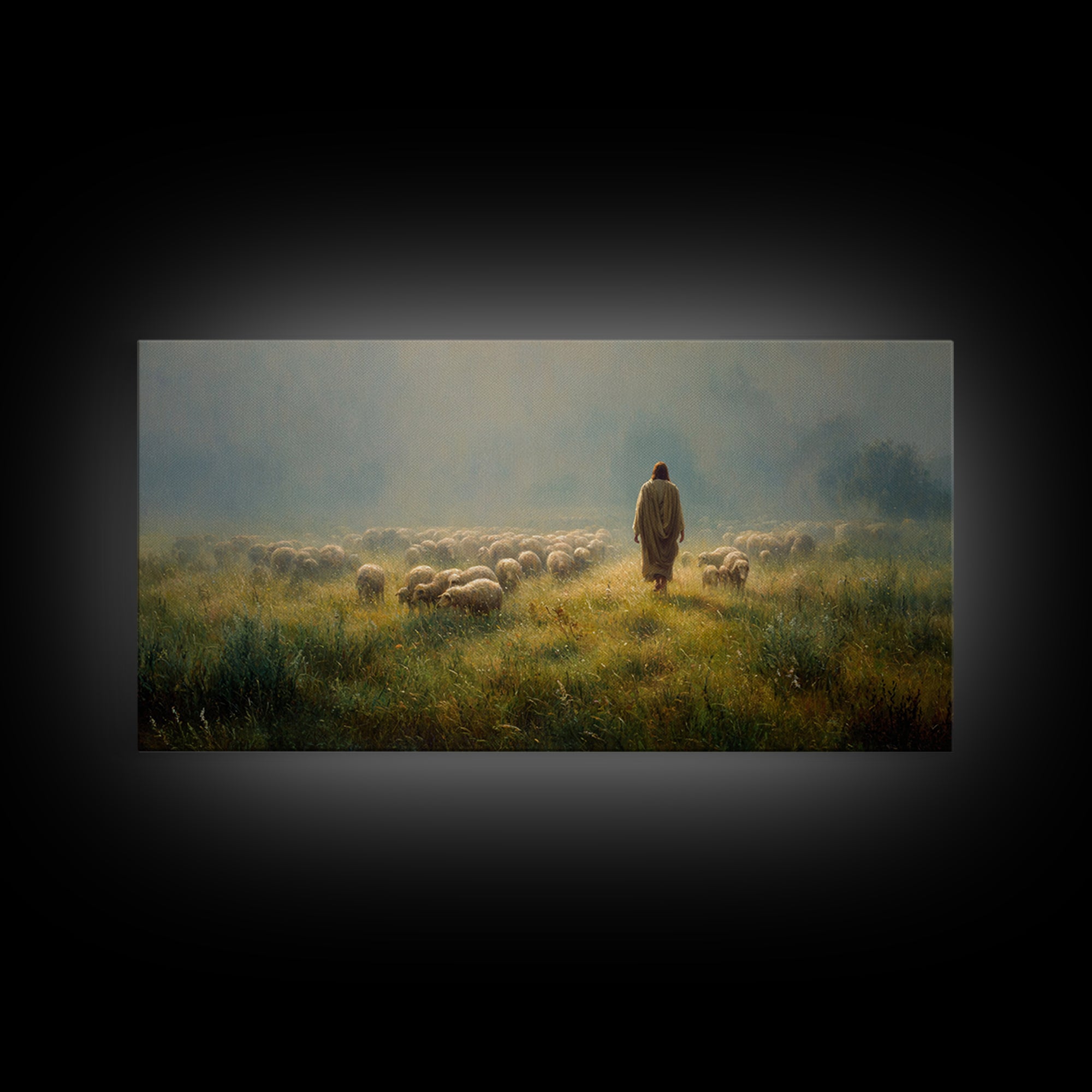 Morning Pasture Hope | Framed Canvas Print | Christian Wall Art | Christian Painting | Christian Art Canvas | Jesus Painting | Christian Ch