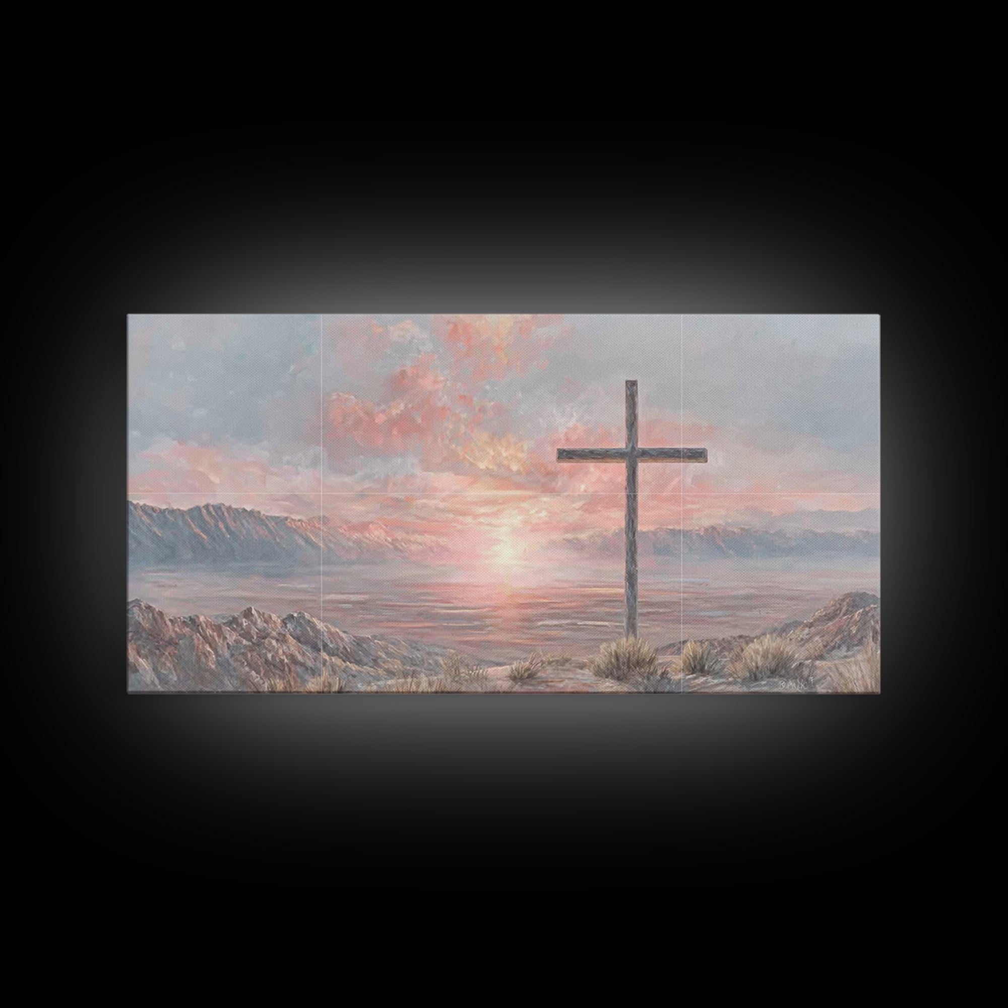 Sunrise At Calvary | Framed Canvas Print | Christian Wall Art | Christian Art Canvas | Christian Painting | Large Christian Art | Christian