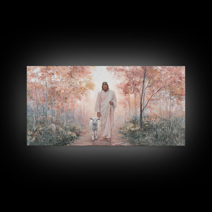Gentle Shepherd - Framed Canvas Print - Christian Art Canvas - Jesus Wall Art - Christmas Art - Christian Painting - Holiday Art - Faith Ar