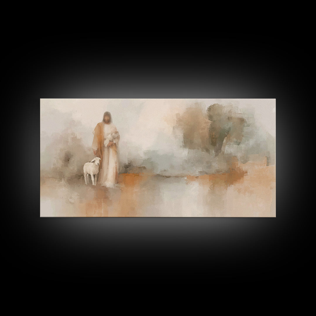 Soft Mercy Walk, Framed Canvas Print, Christian Art Canvas, Jesus Art Print, Christmas Decor, Christian Wall Art, Subtle Christian Art