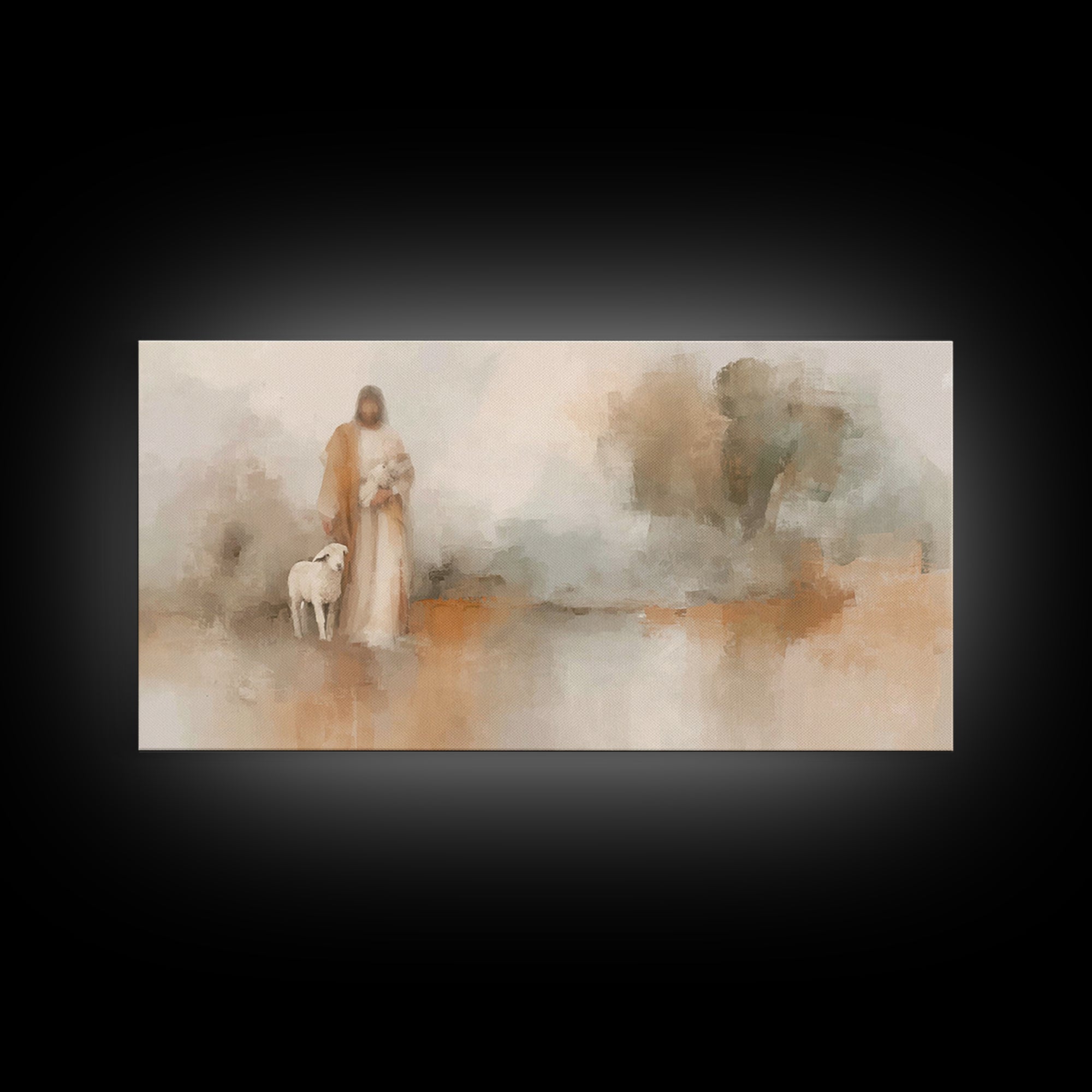Soft Mercy Walk, Framed Canvas Print, Christian Art Canvas, Jesus Art Print, Christmas Decor, Christian Wall Art, Subtle Christian Art