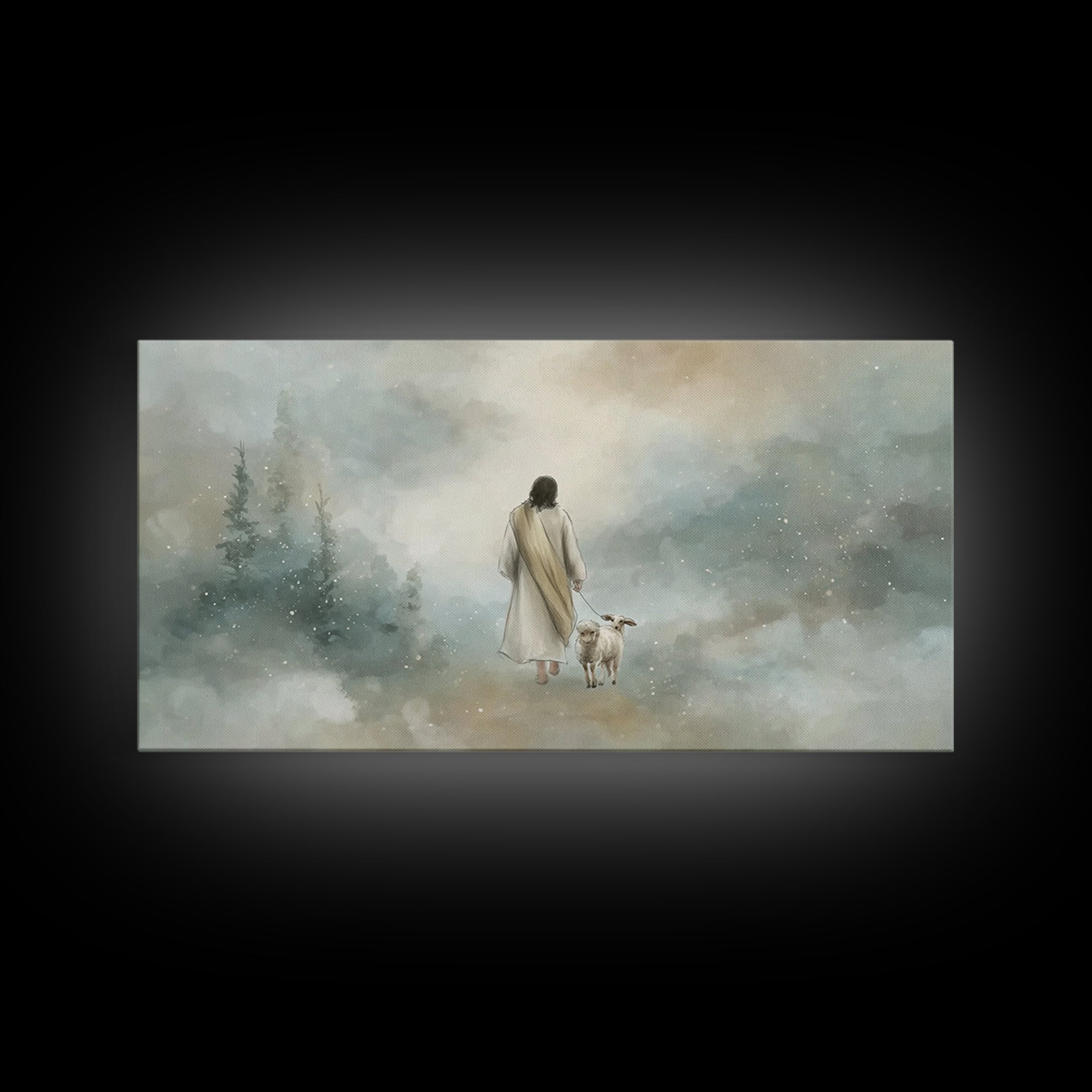 Heavenly Walk – Framed Canvas Print – Christian Art Canvas – Jesus Painting – Christian Wall Art – Christmas Art Work – Christian Decor