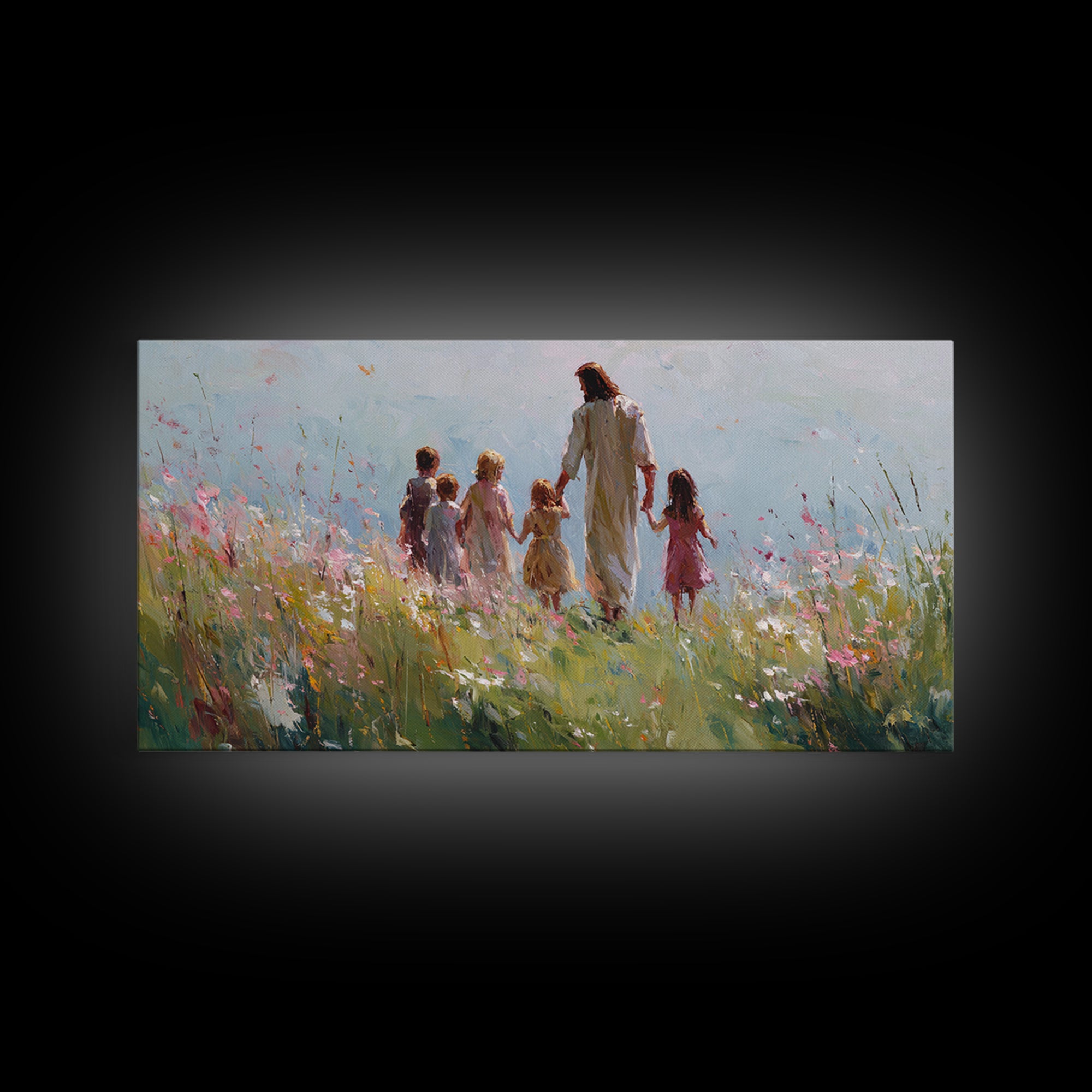 Field Of Blessings, Framed Canvas Print, Christian Art Canvas, Christian Wall Art, Jesus Painting, Christian Christmas Art, Christian Gift