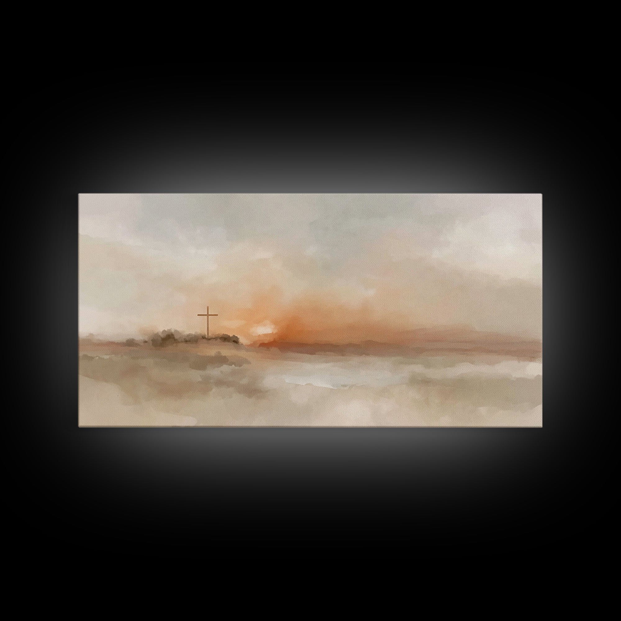 Cross At Daybreak – Framed Canvas Print – Christian Art Canvas – Christian Wall Art – Modern Christian Art – Christian Gift – Christian Art