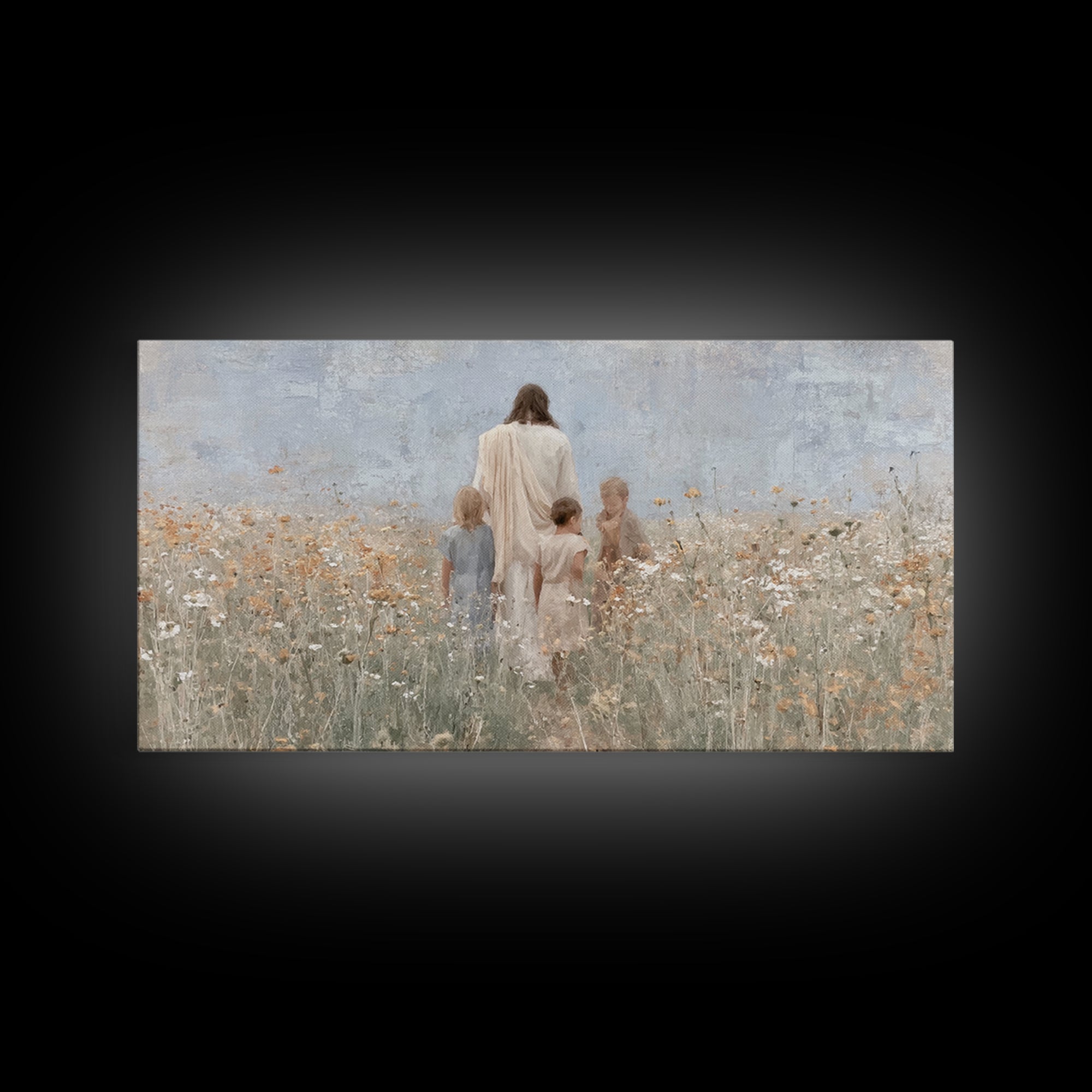 Floral Grace Path | Framed Canvas Print | Christian Wall Art | Christian Art Canvas | Jesus Painting | Christmas Art Prints | Christian Dec