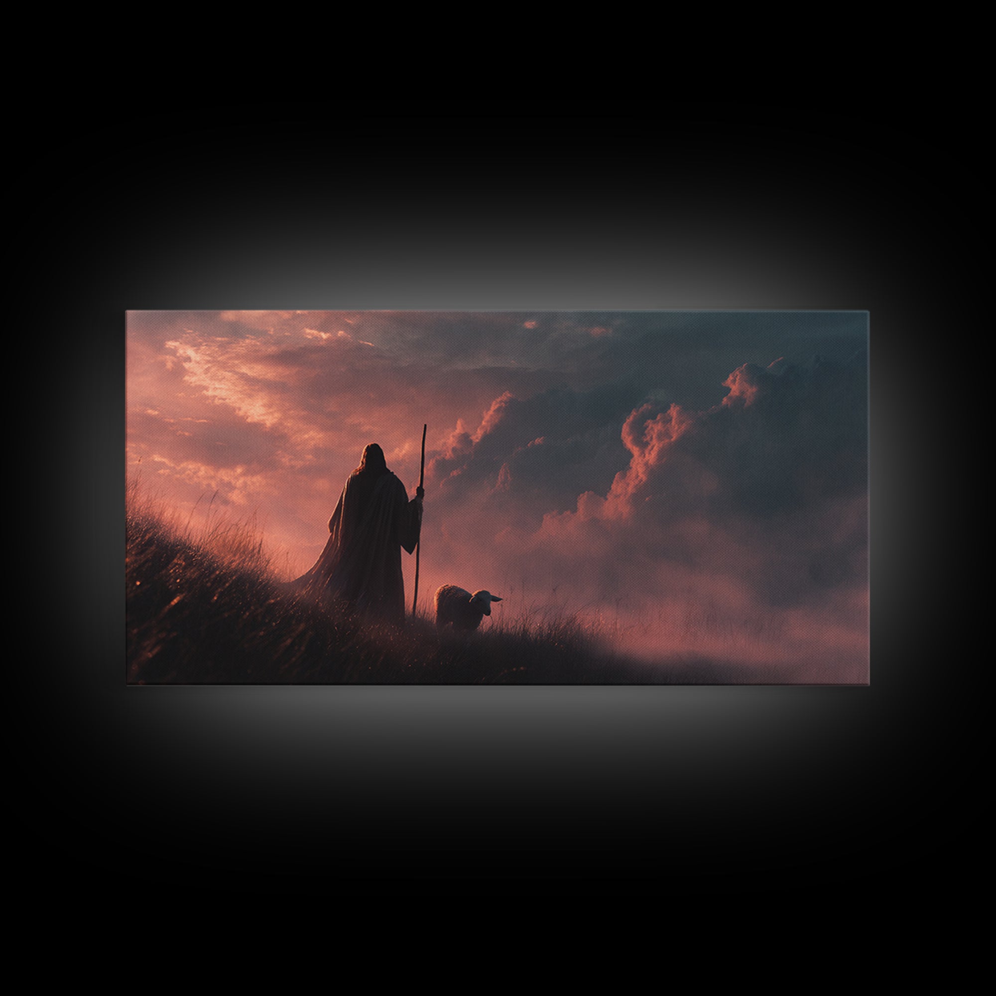 Shepherd’s Peace – Framed Canvas Print – Christian Art Canvas – Jesus Painting – Christmas Art Work – Christian Wall Art – Christian Gift