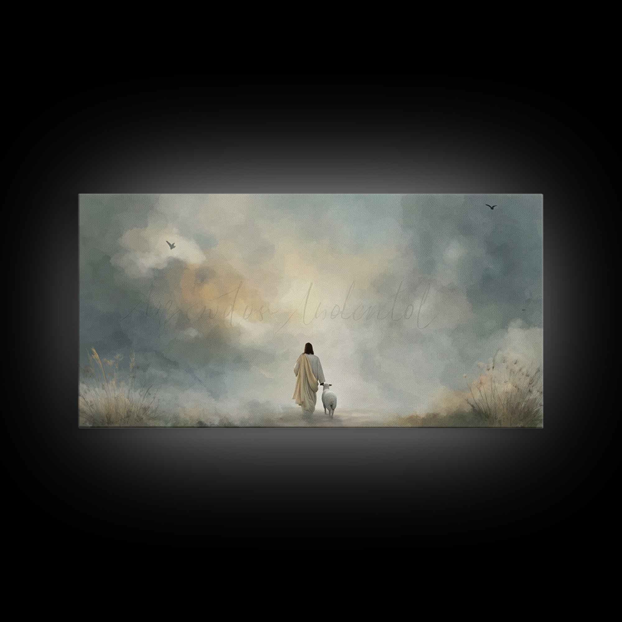 Still Waters Path – Framed Canvas Print – Christian Wall Art – Jesus Painting – Subtle Christian Art – Christian Art Canvas – Christian Chr