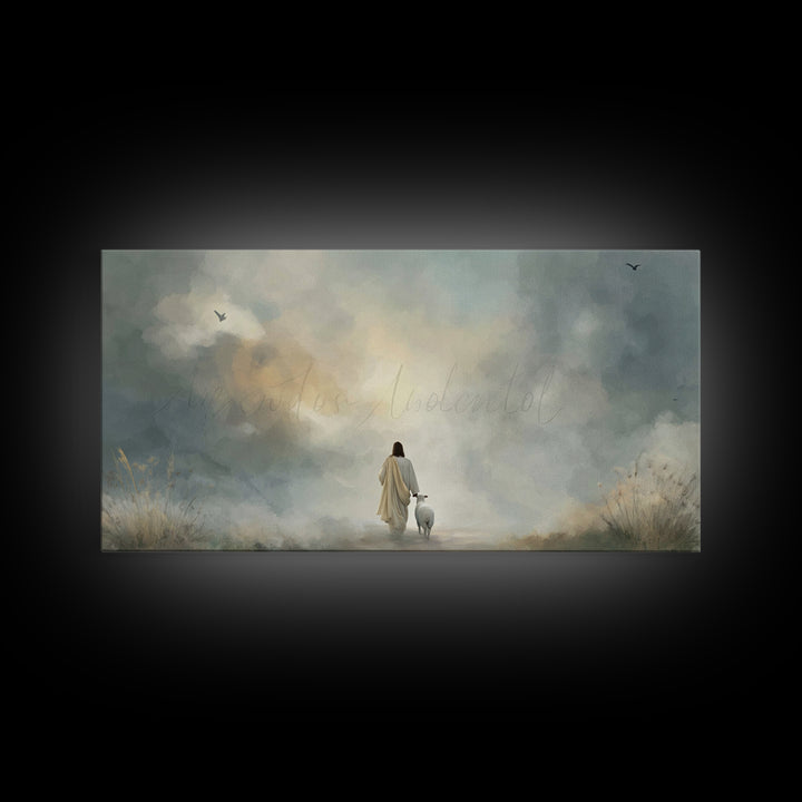 Still Waters Path – Framed Canvas Print – Christian Wall Art – Jesus Painting – Subtle Christian Art – Christian Art Canvas – Christian Chr