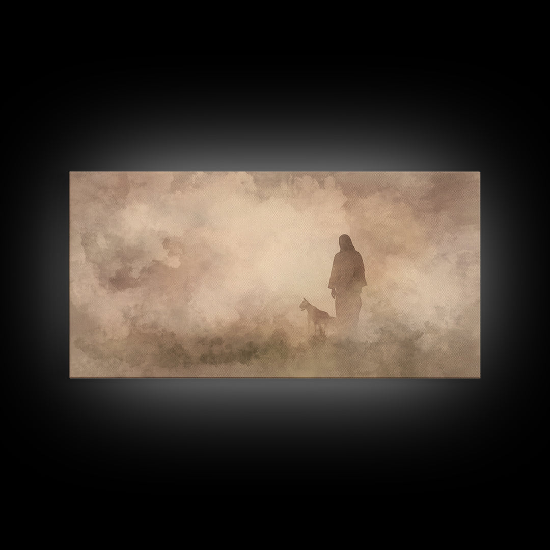 The Silent Shepherd – Framed Canvas Print – Christian Wall Art – Jesus Painting – Christian Art Canvas – Moody Christian Art – Christian De