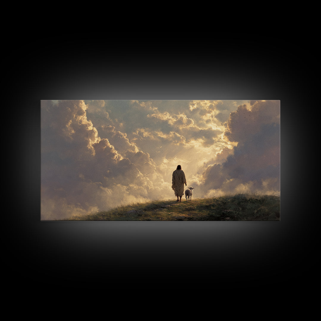 Heavenly Pathway – Framed Canvas Print – Jesus Christmas Art – Christian Art Canvas – Christian Wall Art – Large Christian Painting – Chris
