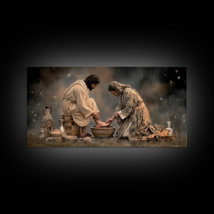 Humble Offering – Framed Canvas Print – Jesus Painting – Christian Art Canvas – Christian Wall Art – Vintage Christian Art – Christian Gift