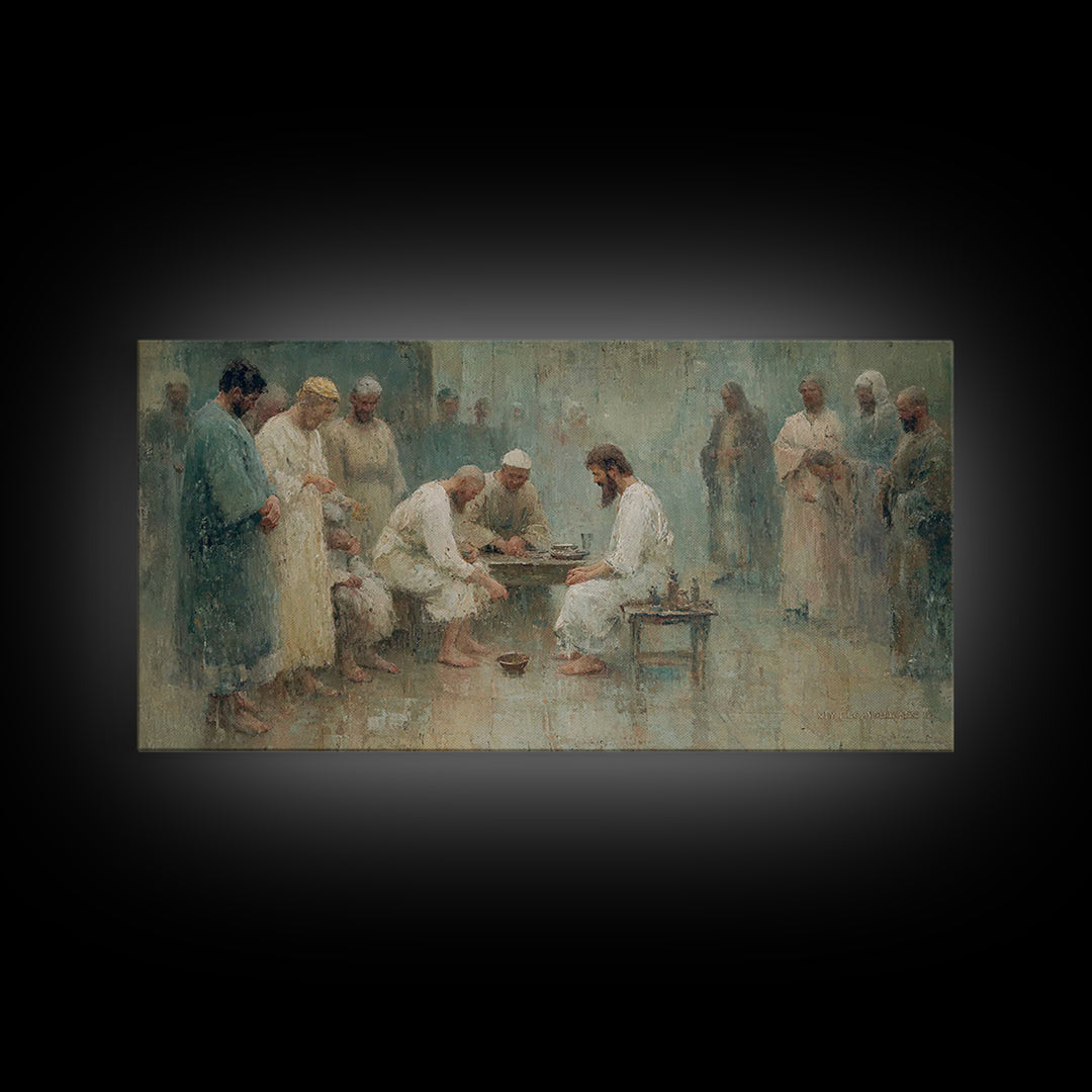 Gathered In Faith – Framed Canvas Print – Christian Art Canvas – Christian Wall Art – Jesus Painting – Subtle Christian Paintings – Christi