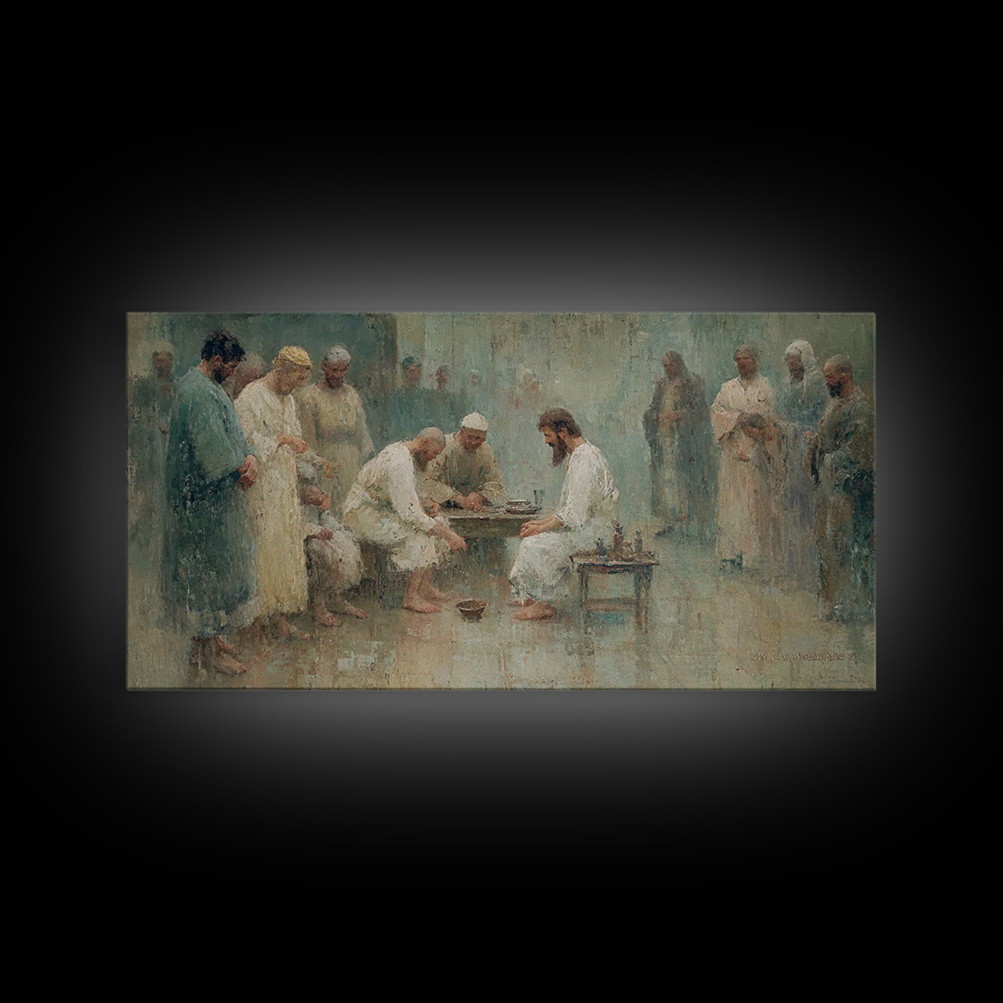 Gathered In Faith – Framed Canvas Print – Christian Art Canvas – Christian Wall Art – Jesus Painting – Subtle Christian Paintings – Christi