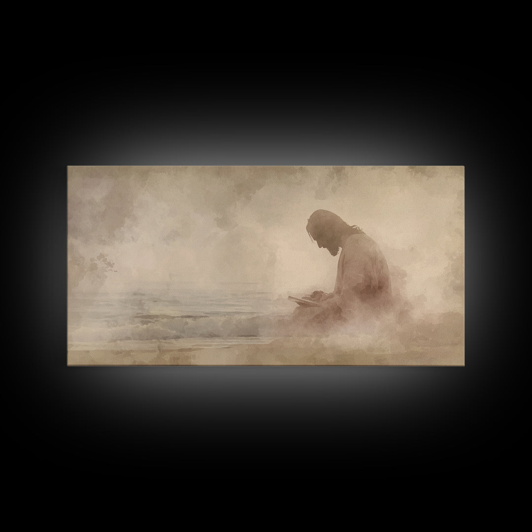 Quiet Harvest Light, Framed Canvas Print, Christian Wall Art, Christian Art Canvas, Abstract Christian Art, Moody Christian Art, Modern Jes